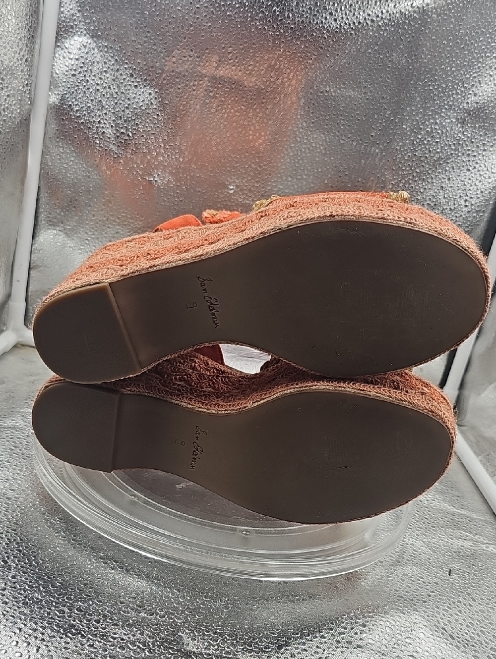 S Orange And Tan Sam Edelman Platform Heels Size 9 - Picture 5 of 12